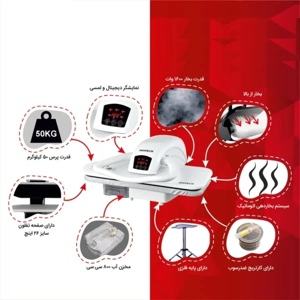 اتو پرس 1600 وات جانتک مدل 5900 به همراه پایه